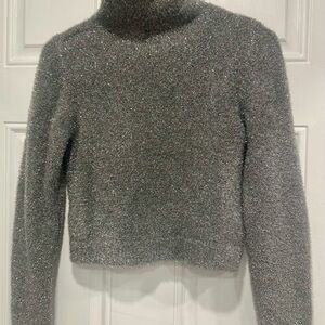Girls Zara Shimmering Silver Turtleneck Designer Sweater Size 13-14